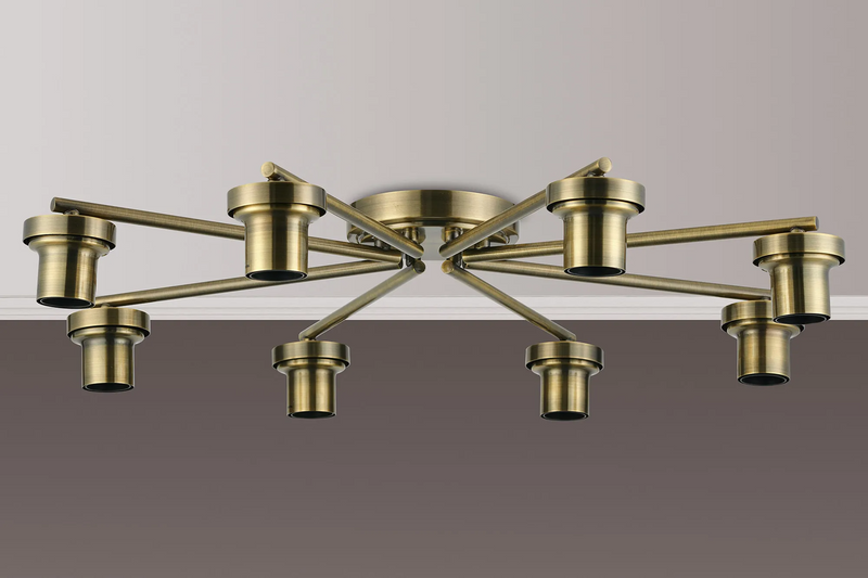 Load image into Gallery viewer, C-Lighting Budapest Antique Brass 8 Light Flush Ceiling (FRAME ONLY, Suitable For A Vast Selection Of Glass Shades - 62293
