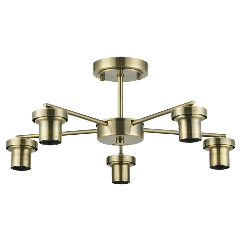 Load image into Gallery viewer, C-Lighting Budapest Antique Brass 5 Light Downward Semi Ceiling (FRAME ONLY), Suitable For A Vast Selection Of Glass Shades - 62291
