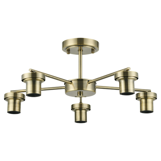 C-Lighting Budapest Antique Brass 5 Light Downward Semi Ceiling (FRAME ONLY), Suitable For A Vast Selection Of Glass Shades - 62291