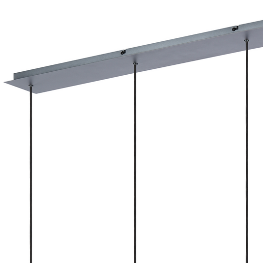 C-Lighting Bridge Ribbed Linear Pendant, 4 Light Adjustable E27, Dark Grey/Frosted Wide Line Glass -