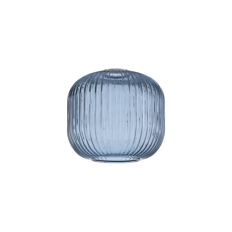 Load image into Gallery viewer, C-Lighting Chisel 20cm Pumpkin Shaped Ribbed Glass, Petrol Blue - 48213
