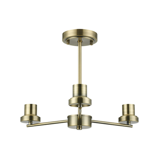 C-Lighting Budapest Antique Brass 3 Light Upward Semi Ceiling (FRAME ONLY), Suitable For A Vast Selection Of Glass Shades - 62284