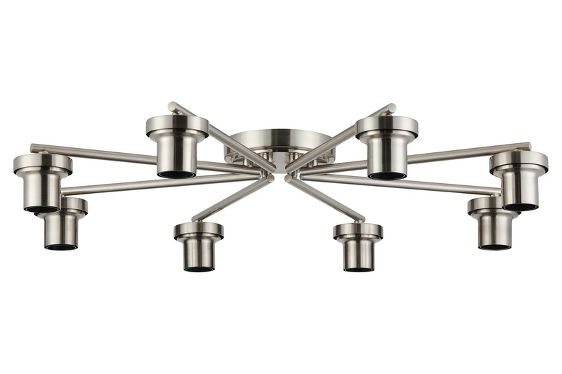 Load image into Gallery viewer, C-Lighting Budapest Satin Nickel 8 Light Flush Ceiling (FRAME ONLY, Suitable For A Vast Selection Of Glass Shades - 62277
