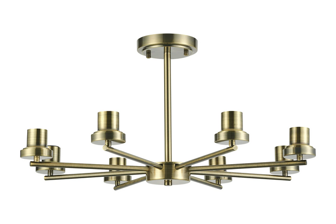 C-Lighting Budapest Antique Brass 8 Light Upward Semi Ceiling (FRAME ONLY), Suitable For A Vast Selection Of Glass Shades - 62288