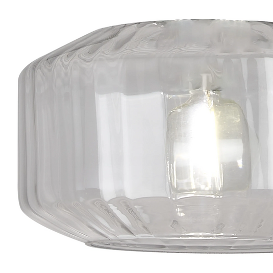 C-Lighting Budapest 300mm x 165mm Clear Chamfered Round Rippled Glass Shade - 57097