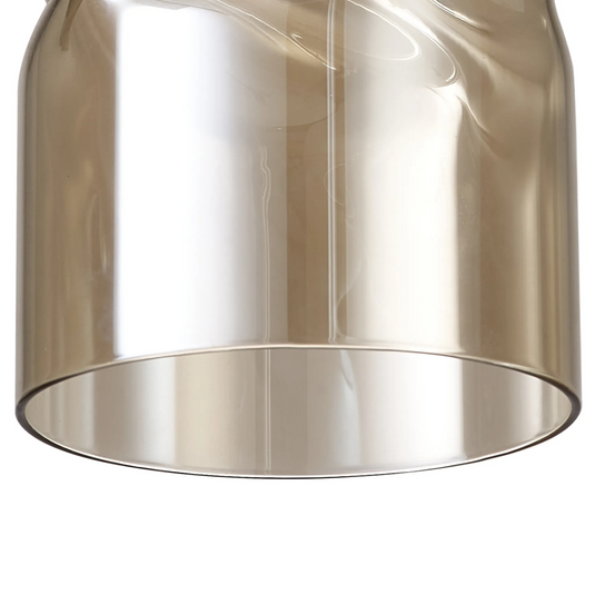 C-Lighting Budapest 120 x 220mm Twisted Cylinder Cognac Glass Shade c/w Polished Chrome 3 Rod Suspension Plate - 61639