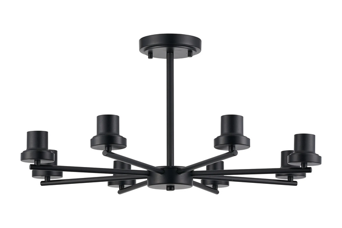 C-Lighting Budapest Satin Black 8 Light Upward Semi Ceiling (FRAME ONLY), Suitable For A Vast Selection Of Glass Shades - 62300