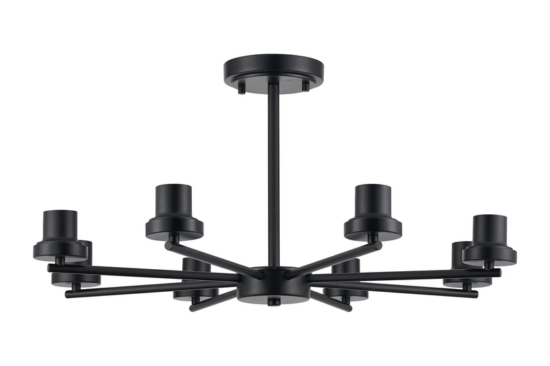 Load image into Gallery viewer, C-Lighting Budapest Satin Black 8 Light Upward Semi Ceiling (FRAME ONLY), Suitable For A Vast Selection Of Glass Shades - 62300
