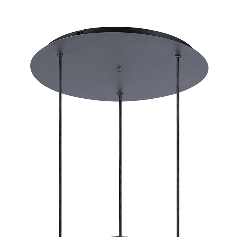 Load image into Gallery viewer, C-Lighting Bridge Ribbed Round Pendant, 3 Light Adjustable E27, Dark Grey/Amber Wide Line Glass -

