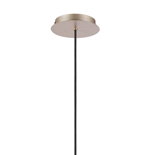 C-Lighting Bridge Ribbed Single Pendant, 1 Light Adjustable E27, Light Gold/Smoke Wide Line Glass -