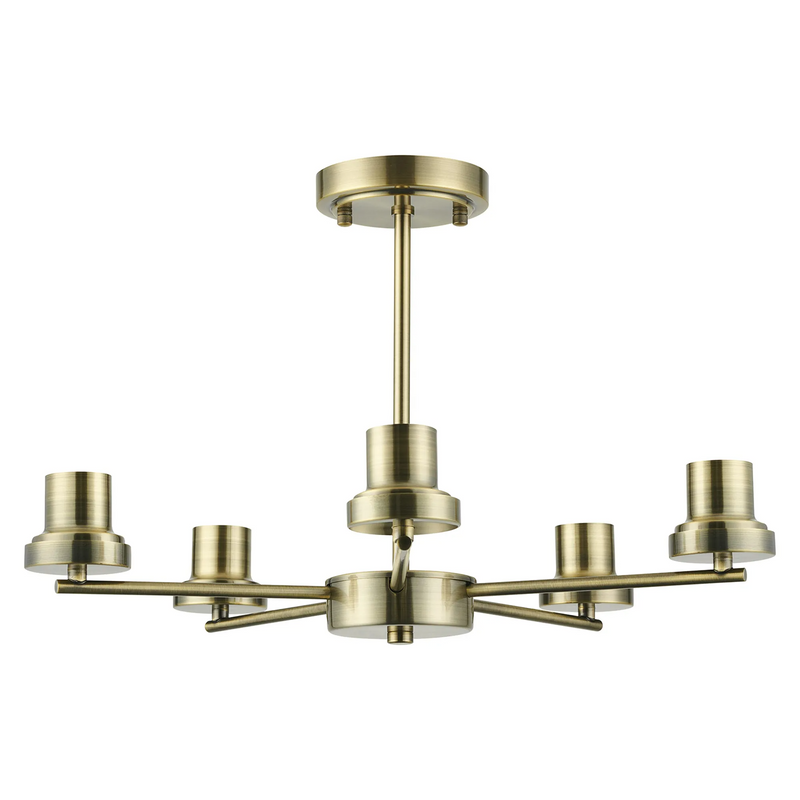 Load image into Gallery viewer, C-Lighting Budapest Antique Brass 5 Light Upward Semi Ceiling (FRAME ONLY), Suitable For A Vast Selection Of Glass Shades - 62287
