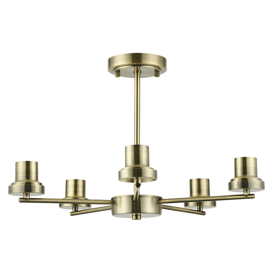 C-Lighting Budapest Antique Brass 5 Light Upward Semi Ceiling (FRAME ONLY), Suitable For A Vast Selection Of Glass Shades - 62287