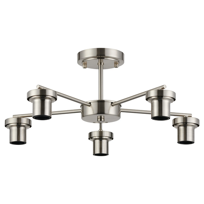 C-Lighting Budapest Satin Nickel 5 Light Downward Semi Ceiling (FRAME ONLY), Suitable For A Vast Selection Of Glass Shades - 62281