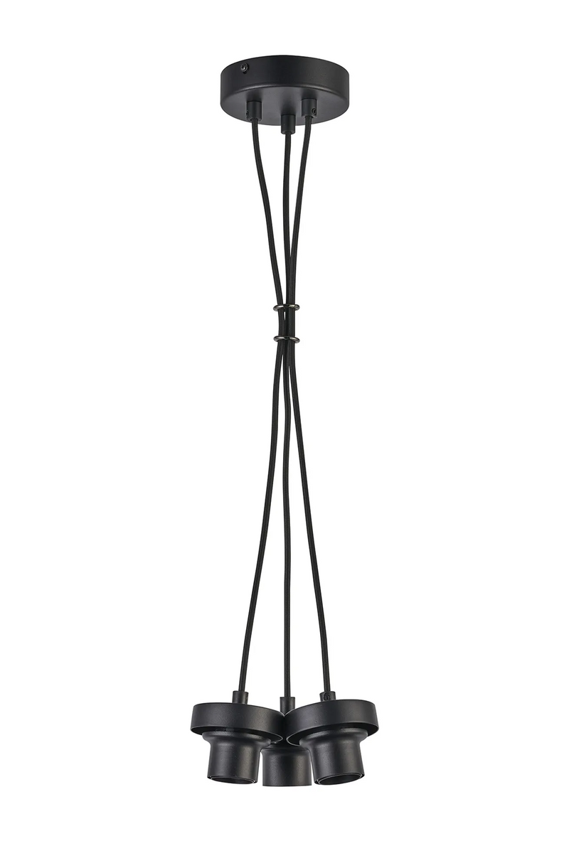 Load image into Gallery viewer, C-Lighting Budapest Satin Black 3 Light E27 1m Cluster Pendant (FRAME ONLY) Suitable For A Vast Selection Of Glass Shades - 61654
