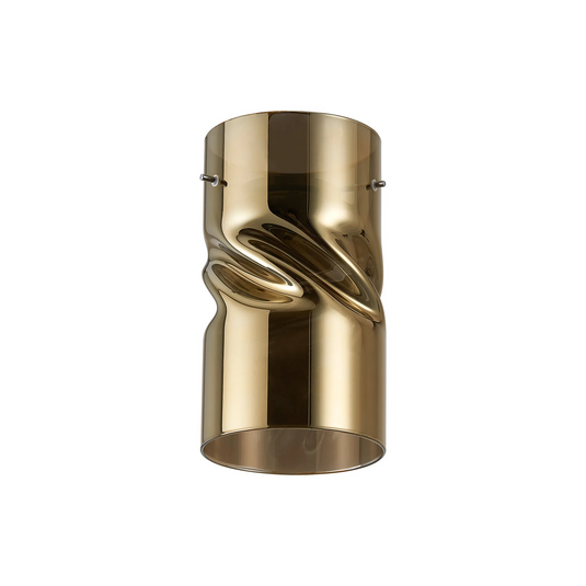 C-Lighting Budapest 120 x 220mm Twisted Cylinder Gold Glass Shade c/w Polished Chrome 3 Rod Suspension Plate - 61642