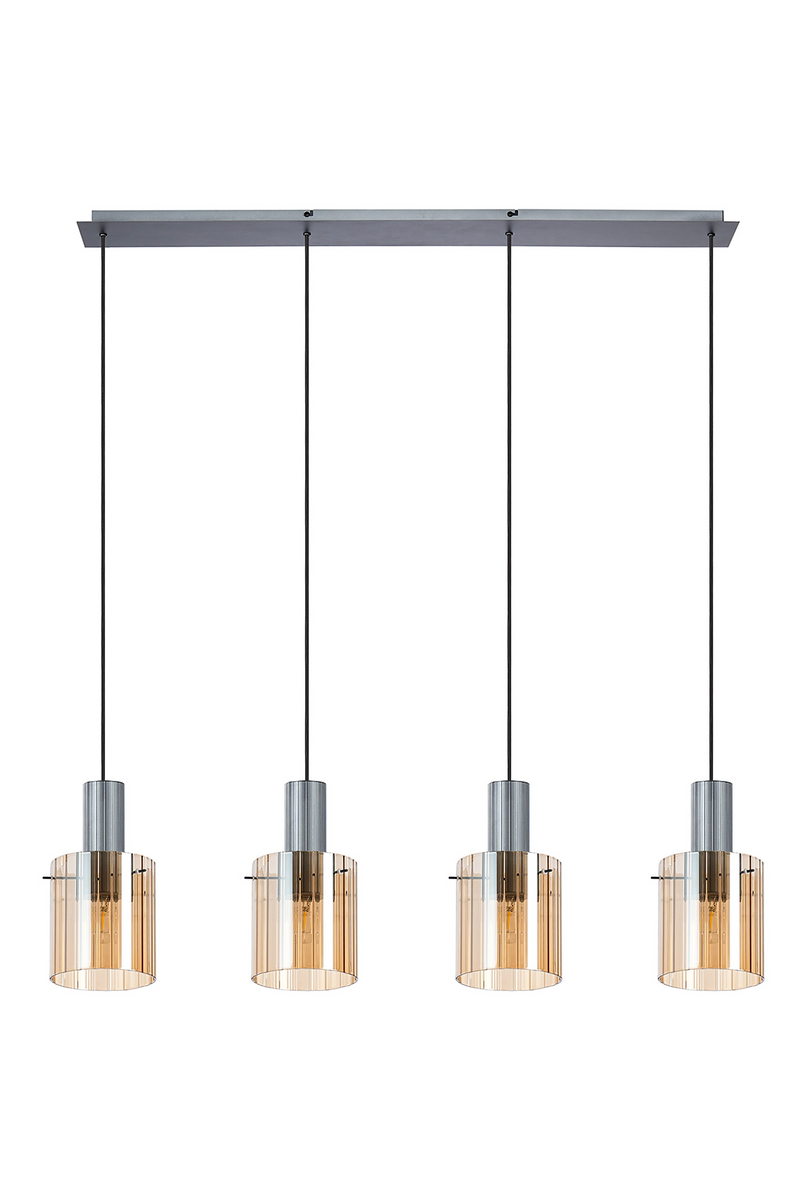 Load image into Gallery viewer, C-Lighting Bridge Ribbed Linear Pendant, 4 Light Adjustable E27, Dark Grey/Amber Wide Line Glass -
