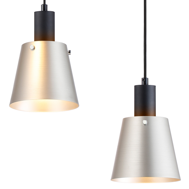 Load image into Gallery viewer, C-Lighting Hektor Linear Pendant With 16cm x 14cm Shade, 3 Light E27, Sand Black/Light Grey/Silver Metal Shade  - 60877
