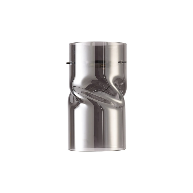 Load image into Gallery viewer, C-Lighting Budapest 120 x 220mm Twisted Cylinder Smoke Plated Glass Shade c/w Polished Chrome 3 Rod Suspension Plate - 61636
