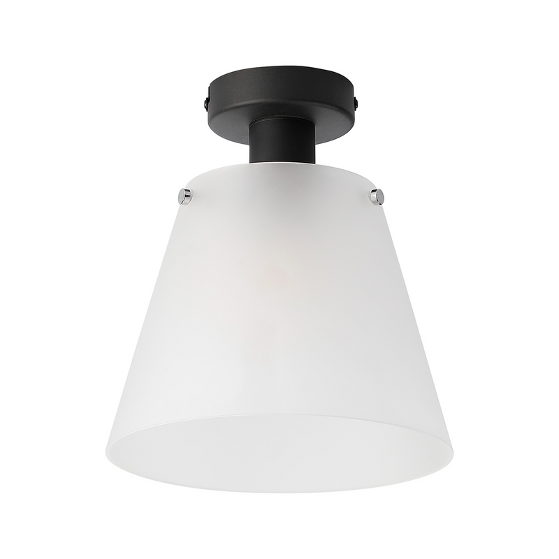 Load image into Gallery viewer, C-Lighting Hektor Ceiling Light With 23cm x 18cm Shade, 1 Light E27, Sand Black/Frosted White Glass Shade  - 60861
