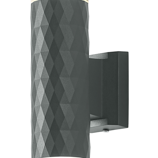 C-Lighting Carolina Diamond Line Wall Lamp With X Pattern Acrylic Shade, 2 x GU10, IP54, Grey/Clear/Frosted - 59551