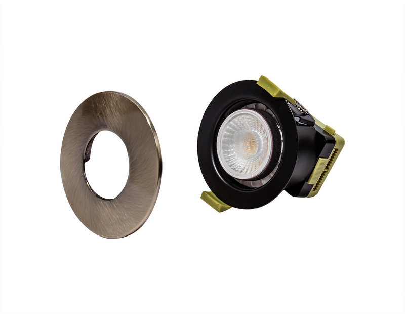 Load image into Gallery viewer, C-Lighting Vauxhall 8W Dimmable CCT LED Fire Rated Downlight Antique Brass Fascia IP65 - 42500
