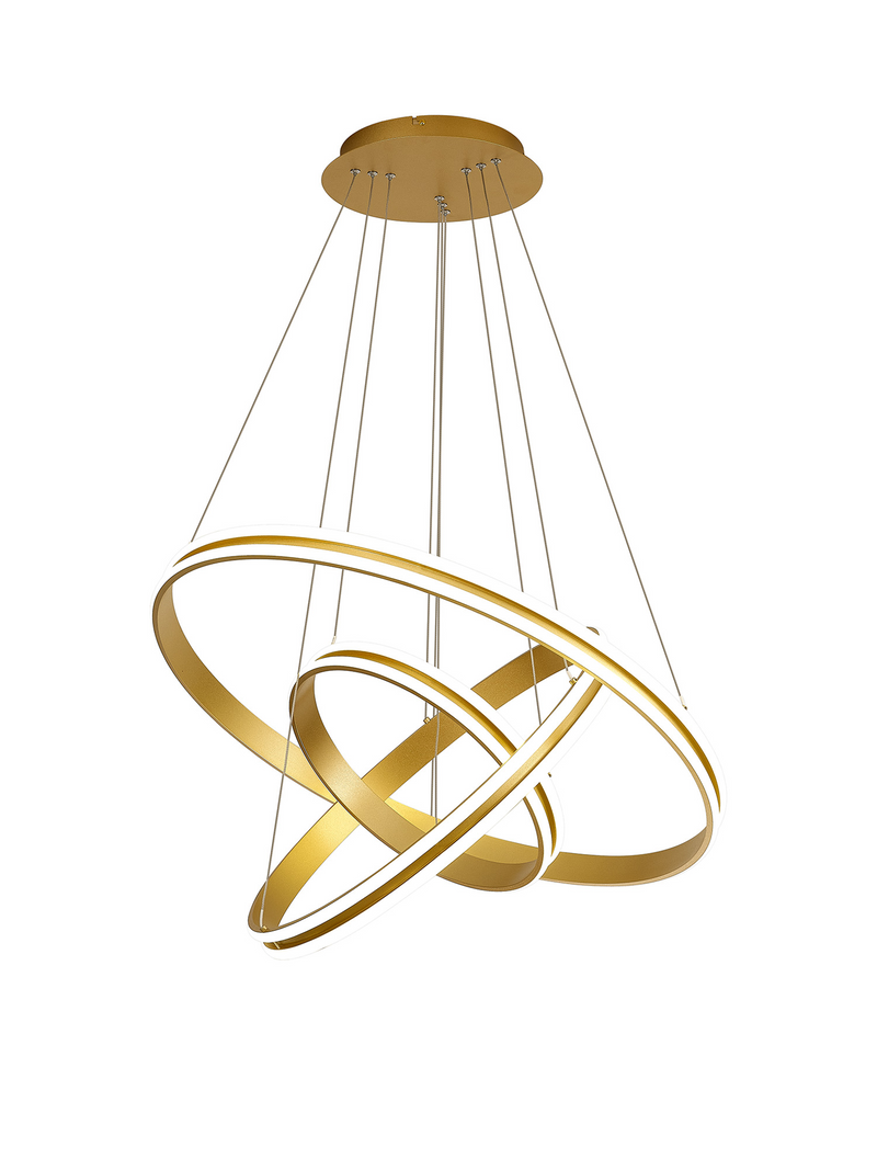 Load image into Gallery viewer, C-Lighting Circles Pendant, 3 Tier 50W,30W, 20W LED, 3500K, 5470lm, Dimmable, Sand Gold, 3yrs Warranty - 60840
