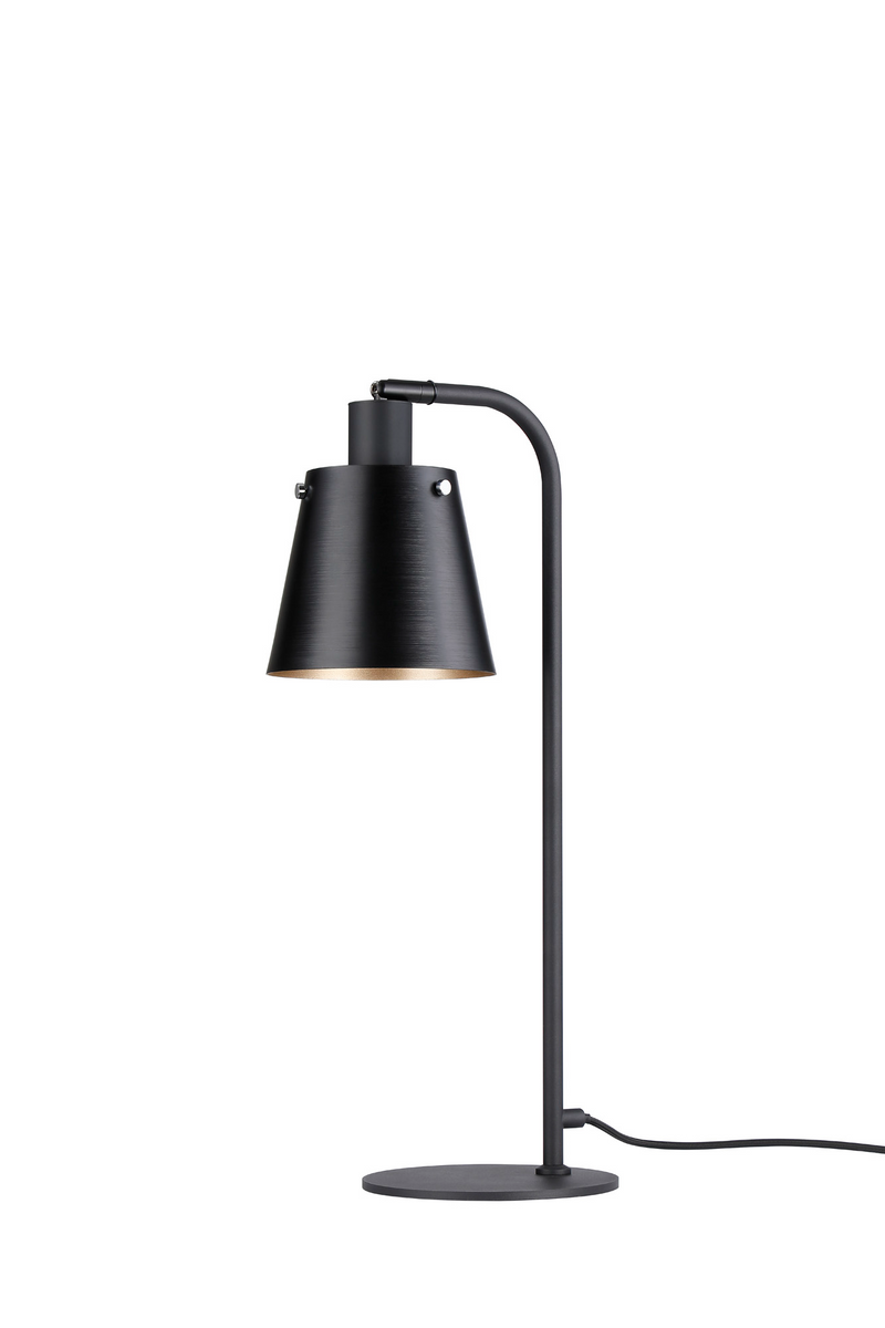 Load image into Gallery viewer, C-Lighting Hektor Table Lamp With 16cm x 14cm Shade, 1 Light E27, Sand Black/Black/Gold Metal Shade - 60837
