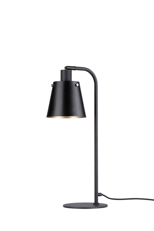 C-Lighting Hektor Table Lamp With 16cm x 14cm Shade, 1 Light E27, Sand Black/Black/Gold Metal Shade - 60837
