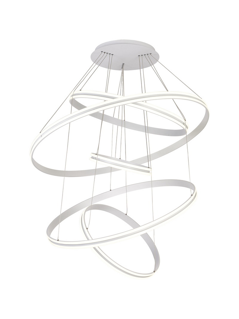 Load image into Gallery viewer, C-Lighting Circles Pendant, 5 Tier 150W LED, 4000K, 6800lm, Triac Dimmable, Matt White, 3yrs Warranty - 60841
