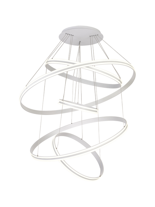 C-Lighting Circles Pendant, 5 Tier 150W LED, 4000K, 6800lm, Triac Dimmable, Matt White, 3yrs Warranty - 60841