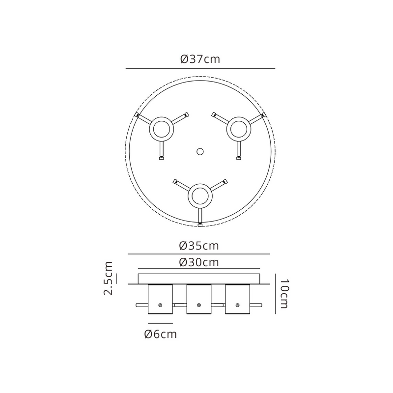 Load image into Gallery viewer, C-Lighting Bridge Round Ceiling Flush, 3 Light Flush Fitting, Polished Nickel/Black/Smoke Fade Glass - 61030
