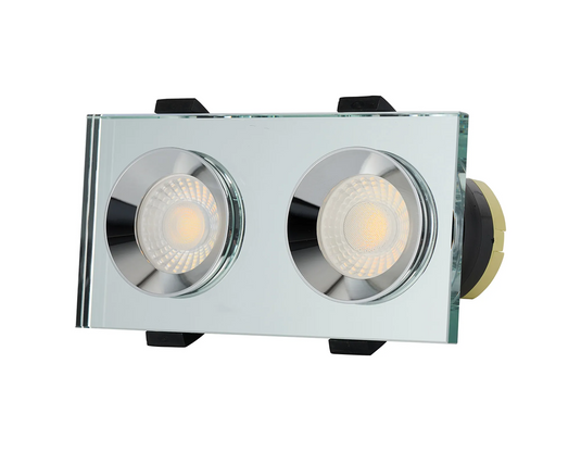 C-Lighting Vauxhall 8W, Dimmable CCT LED Fire Rated Crystal Dual Head Downlight, Rectangle Clear IP65 -