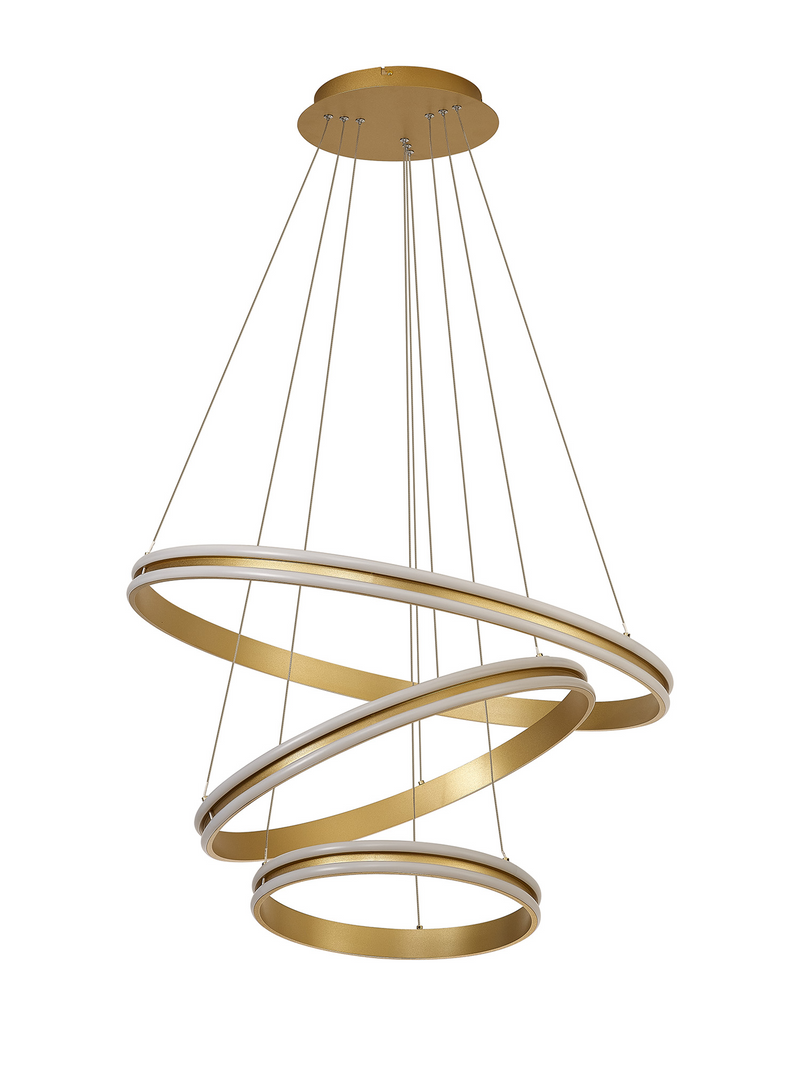 Load image into Gallery viewer, C-Lighting Circles Pendant, 3 Tier 50W,30W, 20W LED, 3500K, 5470lm, Dimmable, Sand Gold, 3yrs Warranty - 60840
