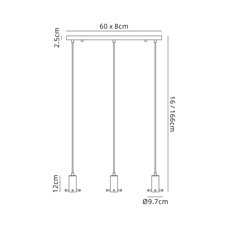 Load image into Gallery viewer, C-Lighting Hektor Linear Pendant With 16cm x 14cm Shade, 3 Light E27, Sand Black/Smoke Faded Glass Shade - 60879
