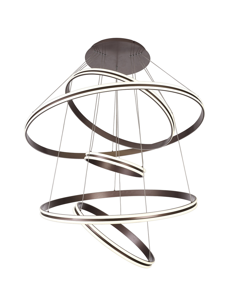 Load image into Gallery viewer, C-Lighting Circles Pendant, 5 Tier 150W LED, 3500K, 6800lm, Triac Dimmable, Coffee, 3yrs Warranty - 60844

