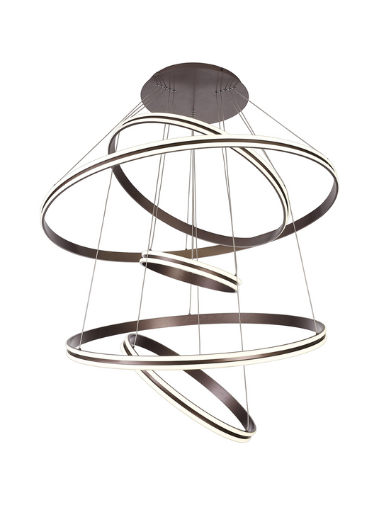 C-Lighting Circles Pendant, 5 Tier 150W LED, 3500K, 6800lm, Triac Dimmable, Coffee, 3yrs Warranty - 60844