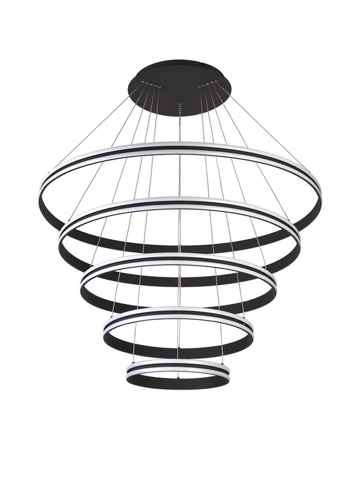 C-Lighting Circles Pendant, 5 Tier 150W LED, 4000K, 6800lm, Triac Dimmable, Graphite, 3yrs Warranty - 60842