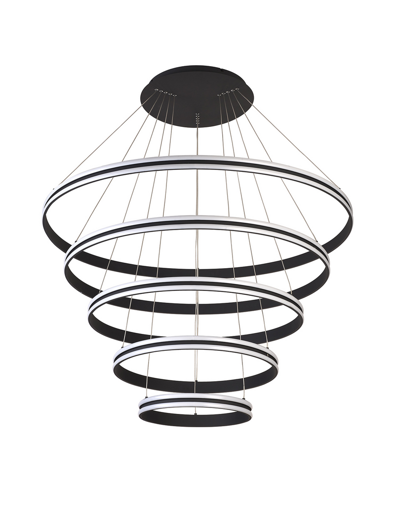 Load image into Gallery viewer, C-Lighting Circles Pendant, 5 Tier 150W LED, 4000K, 6800lm, Triac Dimmable, Graphite, 3yrs Warranty - 60842
