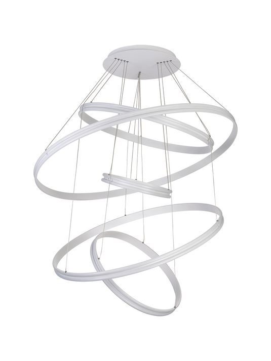 C-Lighting Circles Pendant, 5 Tier 150W LED, 4000K, 6800lm, Triac Dimmable, Matt White, 3yrs Warranty - 60841