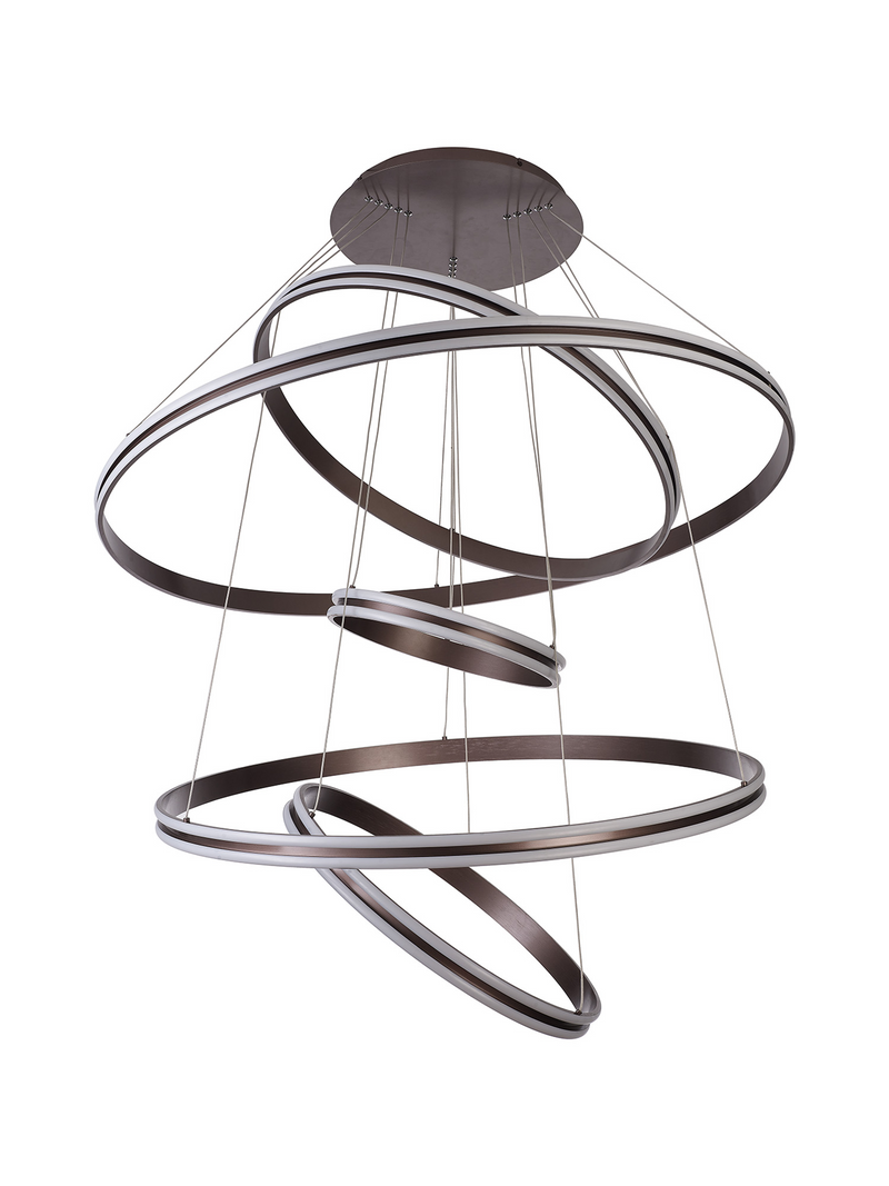 Load image into Gallery viewer, C-Lighting Circles Pendant, 5 Tier 150W LED, 3500K, 6800lm, Triac Dimmable, Coffee, 3yrs Warranty - 60844
