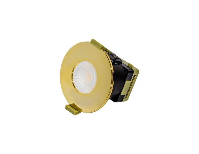 C-Lighting Vauxhall 8W Dimmable CCT LED Fire Rated Downlight Brass Fascia IP65 - 42503