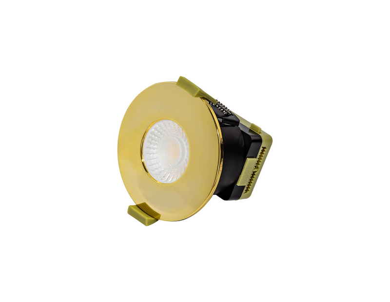 Load image into Gallery viewer, C-Lighting Vauxhall 8W Dimmable CCT LED Fire Rated Downlight Brass Fascia IP65 - 42503
