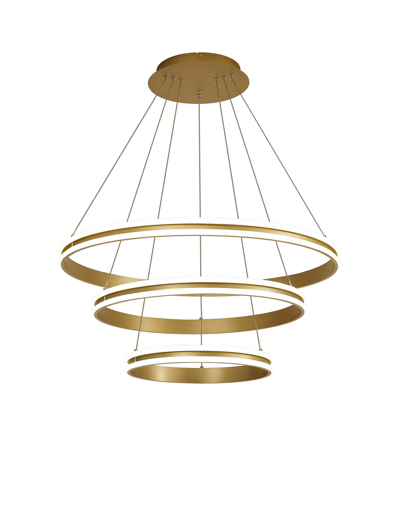 Load image into Gallery viewer, C-Lighting Circles Pendant, 3 Tier 50W,30W, 20W LED, 3500K, 5470lm, Dimmable, Sand Gold, 3yrs Warranty - 60840
