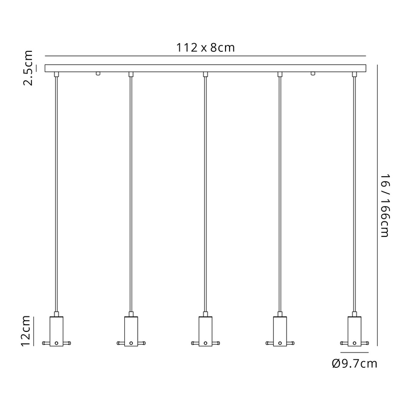 Load image into Gallery viewer, C-Lighting Hektor Linear Pendant With 16cm x 14cm Shade, 5 Light E27, Sand Black/Smoke Faded Glass Shade - 60885
