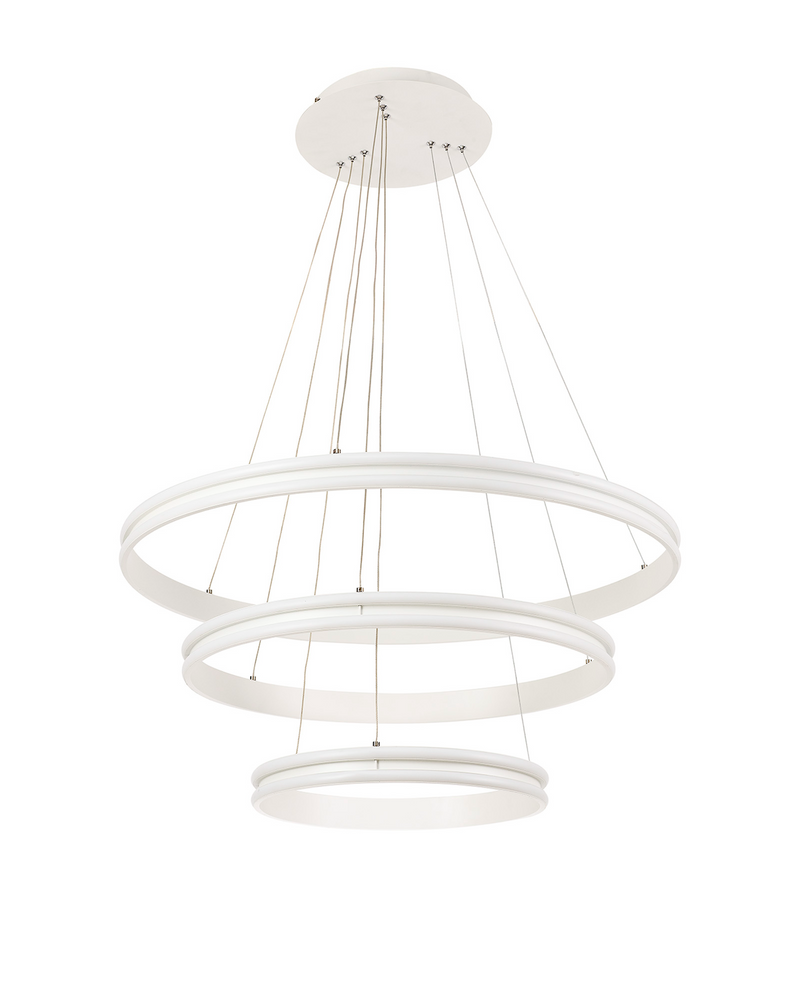 Load image into Gallery viewer, C-Lighting Circles Pendant, 3 Light 50W,30W,20W LED, 4000K, 5470lm, Dimmable, Matt White, 3yrs Warranty - 29192
