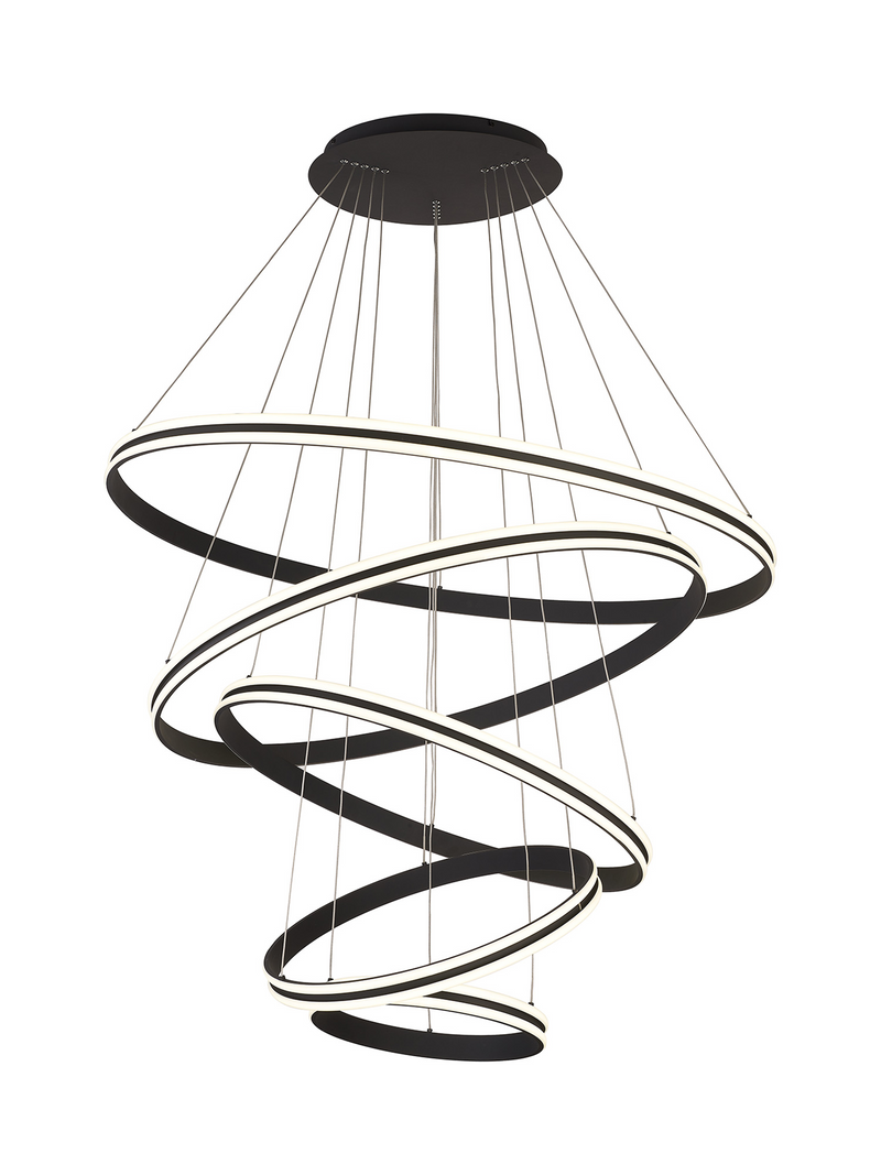 Load image into Gallery viewer, C-Lighting Circles Pendant, 5 Tier 150W LED, 4000K, 6800lm, Triac Dimmable, Graphite, 3yrs Warranty - 60842
