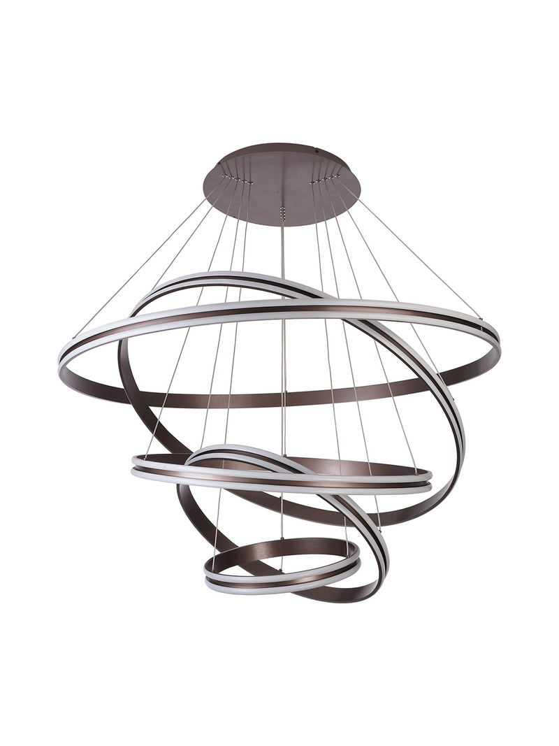 Load image into Gallery viewer, C-Lighting Circles Pendant, 5 Tier 150W LED, 3500K, 6800lm, Triac Dimmable, Coffee, 3yrs Warranty - 60844
