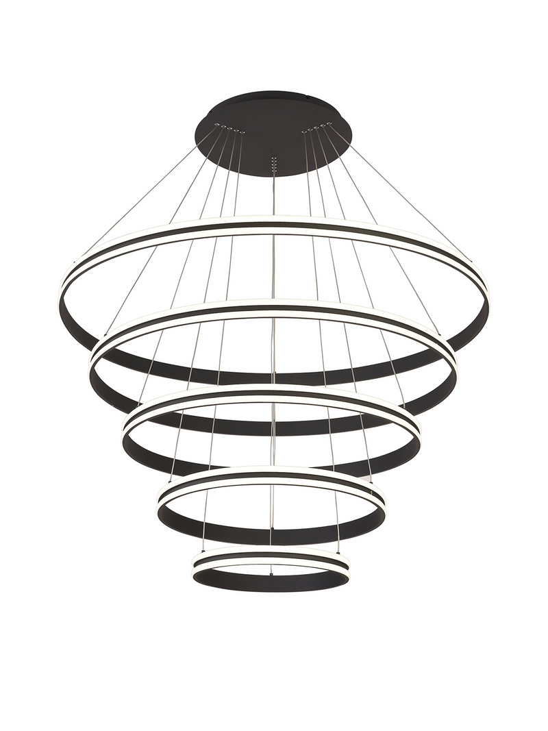 Load image into Gallery viewer, C-Lighting Circles Pendant, 5 Tier 150W LED, 4000K, 6800lm, Triac Dimmable, Graphite, 3yrs Warranty - 60842
