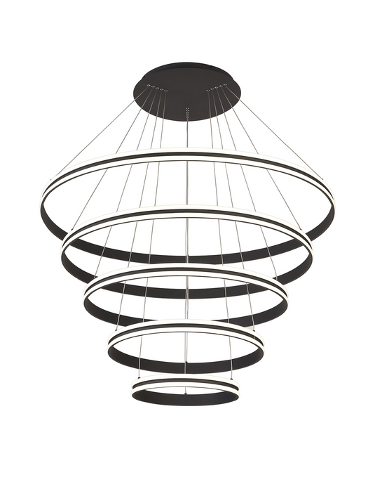 C-Lighting Circles Pendant, 5 Tier 150W LED, 4000K, 6800lm, Triac Dimmable, Graphite, 3yrs Warranty - 60842