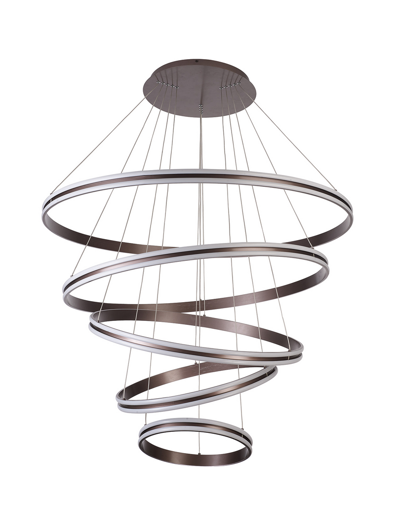 Load image into Gallery viewer, C-Lighting Circles Pendant, 5 Tier 150W LED, 3500K, 6800lm, Triac Dimmable, Coffee, 3yrs Warranty - 60844
